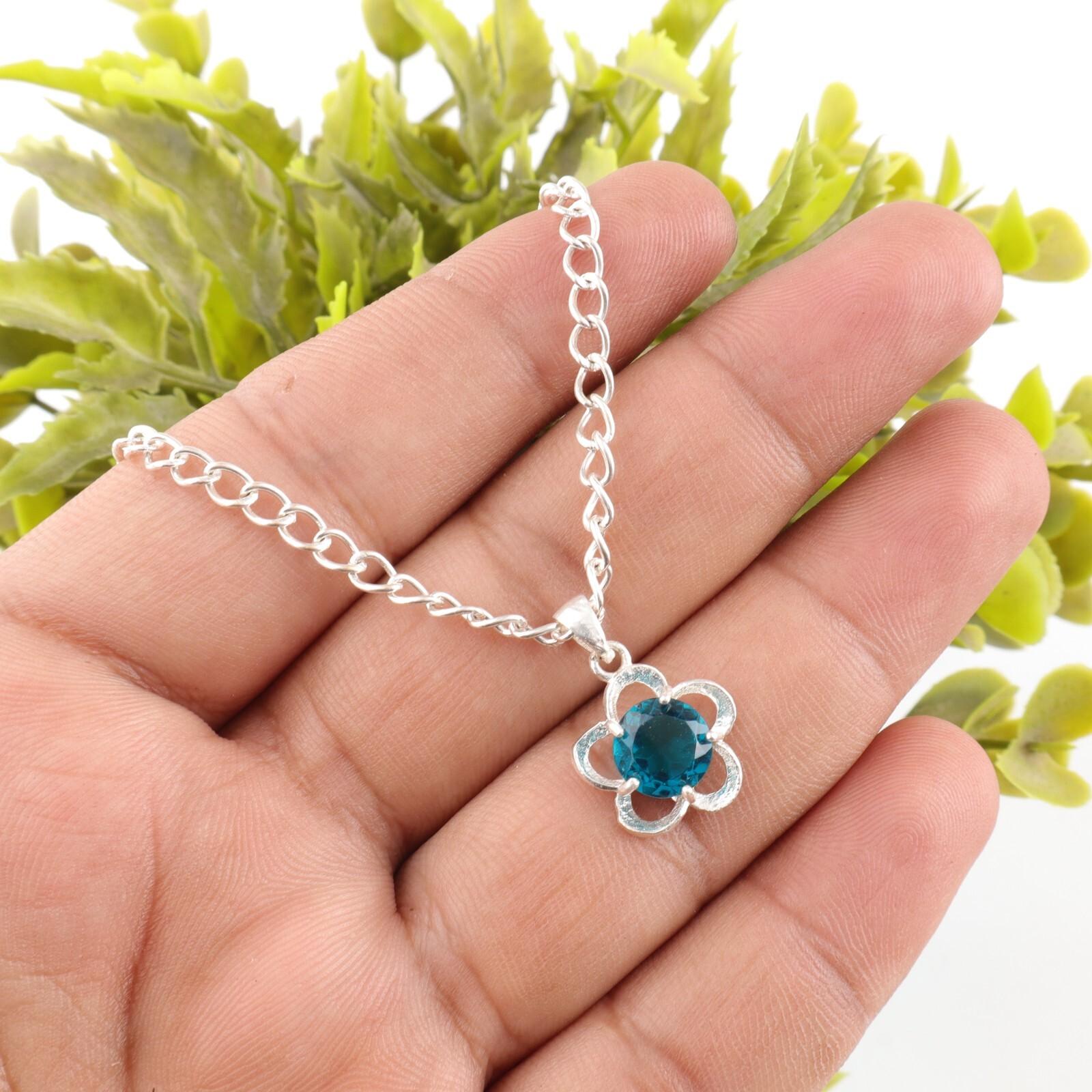 Натуральный Апатит Драгоценный Камень 925 Проба Стерлинговое Серебро Ювелирные Изделия Подвеска Цветок 0,7 Для Женщин CP-27-1