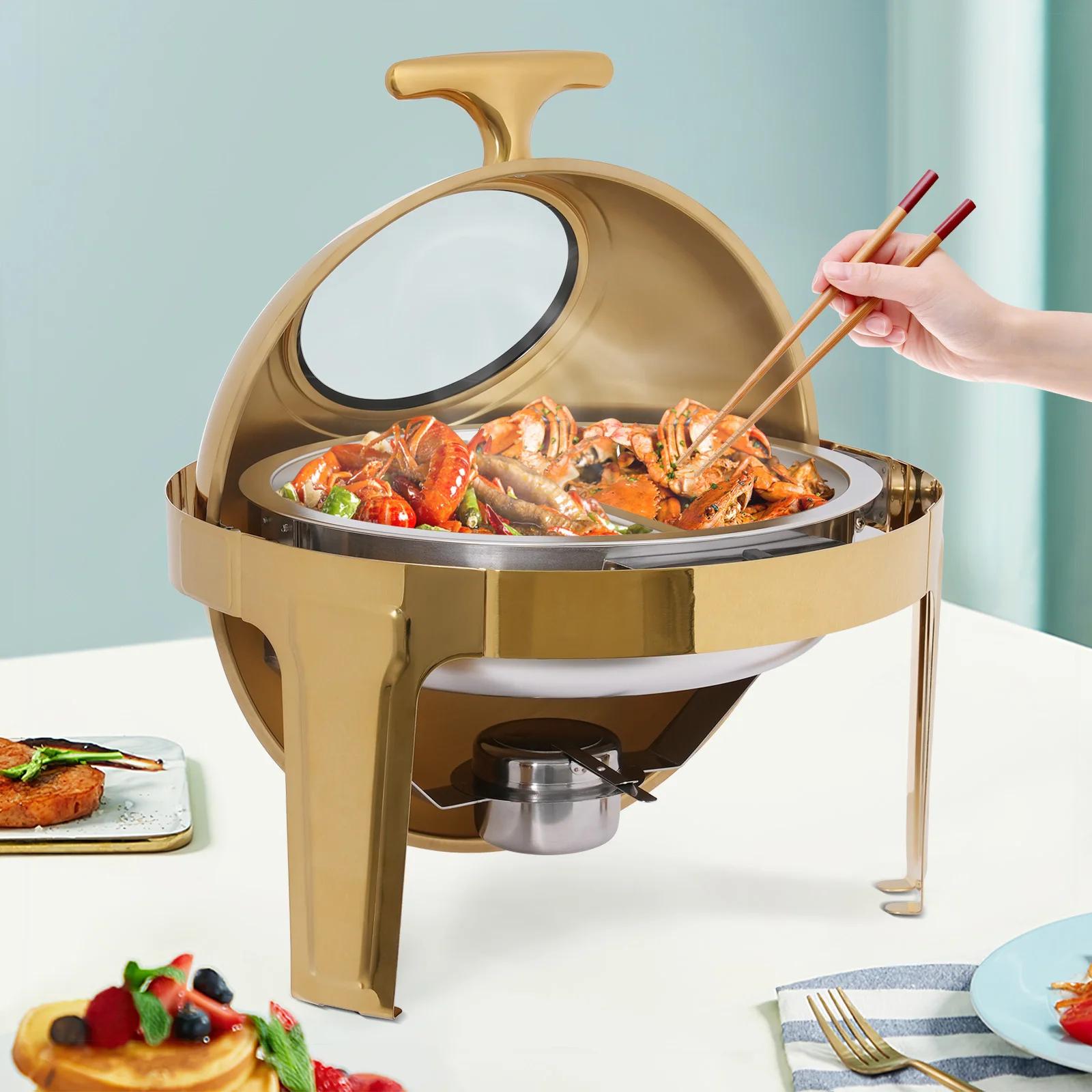 Round Chafing Dish Buffet Warmer Set for Catering / Party- Dual Compartment, 8L Each, Stainless Steel & Glass, 90°/180° Opening золотой
Round Chafing Dish Buffet Warmer Set for Catering / Party- Dual Compartment, 8L Each, Stainless Steel & Glass, 90°/180° Opening золотой