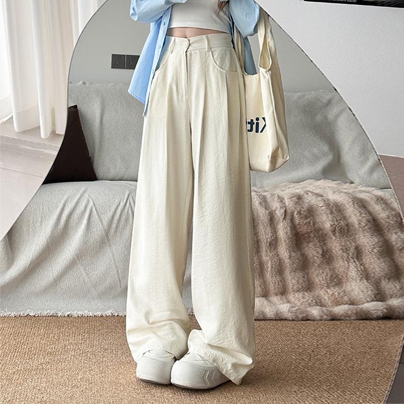 White Cream Pleated Pants for Women In Summer Thin High Waist Straight-leg Casual Tits Lazy Suit Wide-leg Suit Pants S
White Cream Pleated Pants for Women In Summer Thin High Waist Straight-leg Casual Tits Lazy Suit Wide-leg Suit Pants S