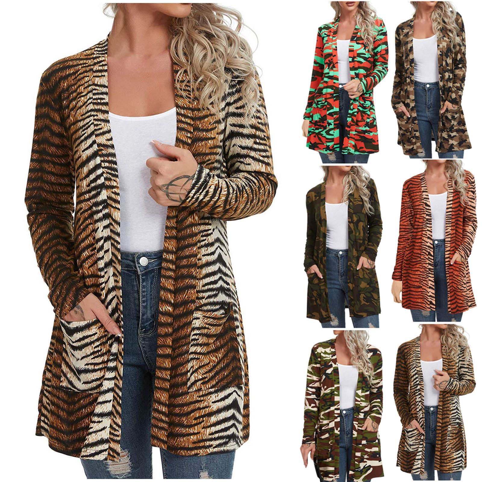 Женщины Повседневные Кардиганы с леопардовым принтом с длинным рукавом Покрывают карманы
Женщины Повседневные Кардиганы с леопардовым принтом с длинным рукавом Покрывают карманы
