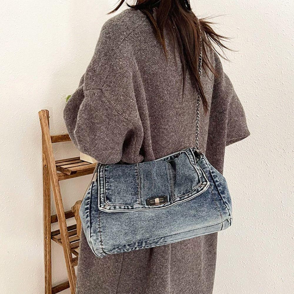 Street Style Denim Canvas Bag Metal Chain Solid Crossbody Bag Simple Vintage Handbag Girl чорний
Street Style Denim Canvas Bag Metal Chain Solid Crossbody Bag Simple Vintage Handbag Girl чорний