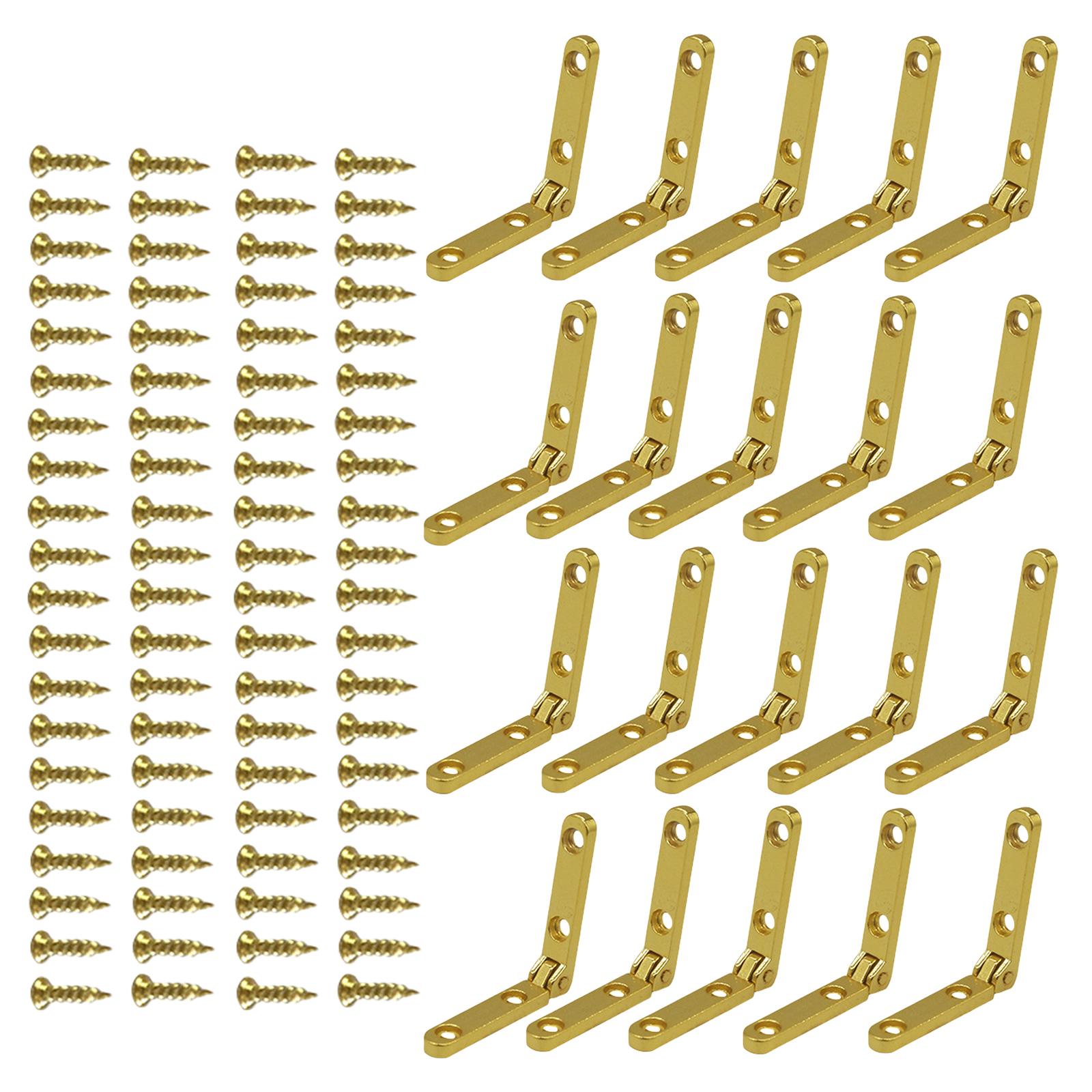 Long Service Metal Hinges Decorative Hinges 20 Set Gold 90 Degree Hinges with Screws for Wooden Boxes & Drawers Comes 1
Long Service Metal Hinges Decorative Hinges 20 Set Gold 90 Degree Hinges with Screws for Wooden Boxes & Drawers Comes 1
