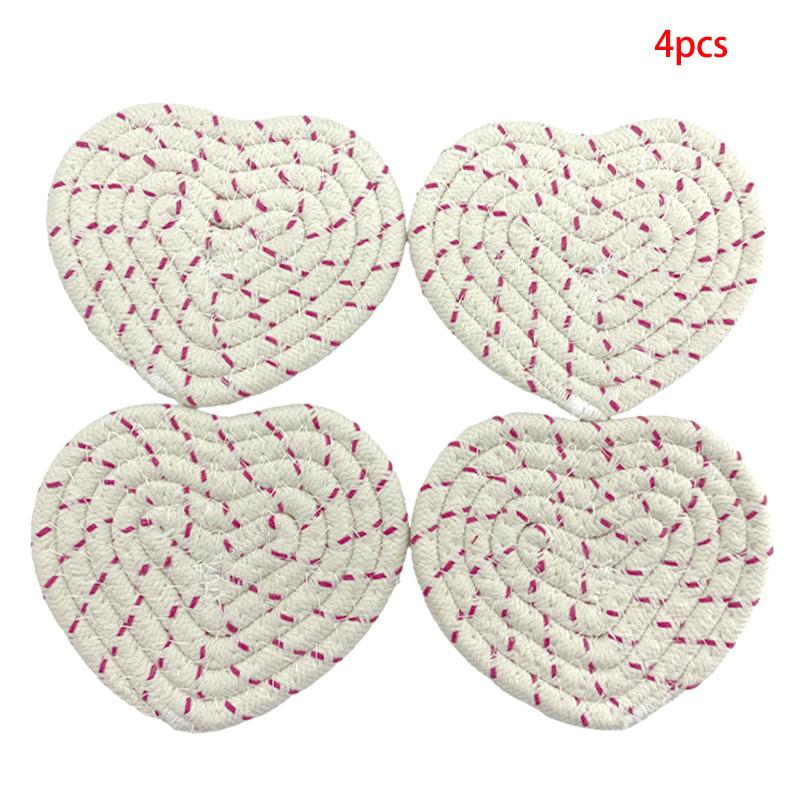 4pcs/lot Cotton Rope Hand-woven Heart-Shaped Coaster Anti-Slip Table Mat Handmade Cotton Linen Pot Pad Creative Home Decorative
4pcs/lot Cotton Rope Hand-woven Heart-Shaped Coaster Anti-Slip Table Mat Handmade Cotton Linen Pot Pad Creative Home Decorative