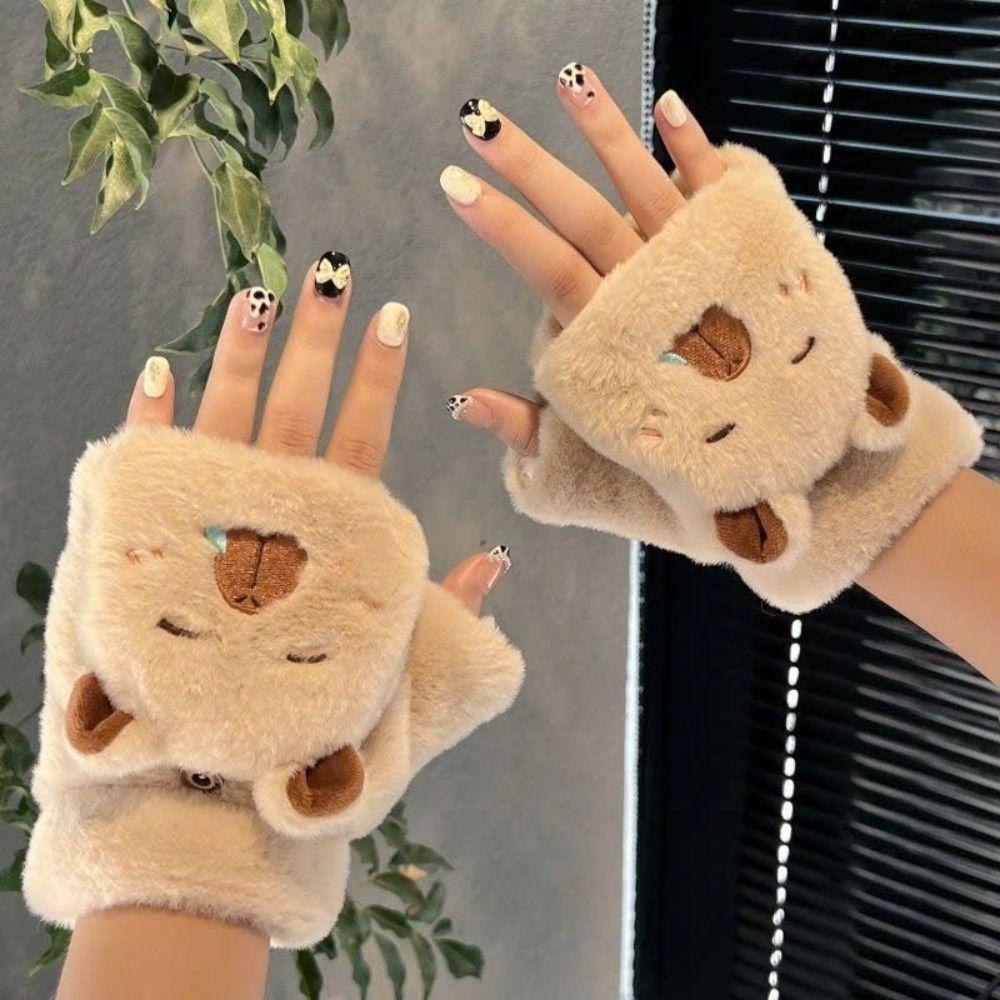 Half Finger Plush Gloves Winter Velvet Gloves Fashion Capybara Gloves Male коричневий
Half Finger Plush Gloves Winter Velvet Gloves Fashion Capybara Gloves Male коричневий