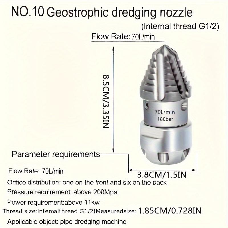 G1/2 Thread High-Pressure Sewer Dredging Nozzle, Stainless Steel Rotary Sprayer Head for Pipeline Cleaning, 70L&40L/180bar Flow
G1/2 Thread High-Pressure Sewer Dredging Nozzle, Stainless Steel Rotary Sprayer Head for Pipeline Cleaning, 70L&40L/180bar Flow