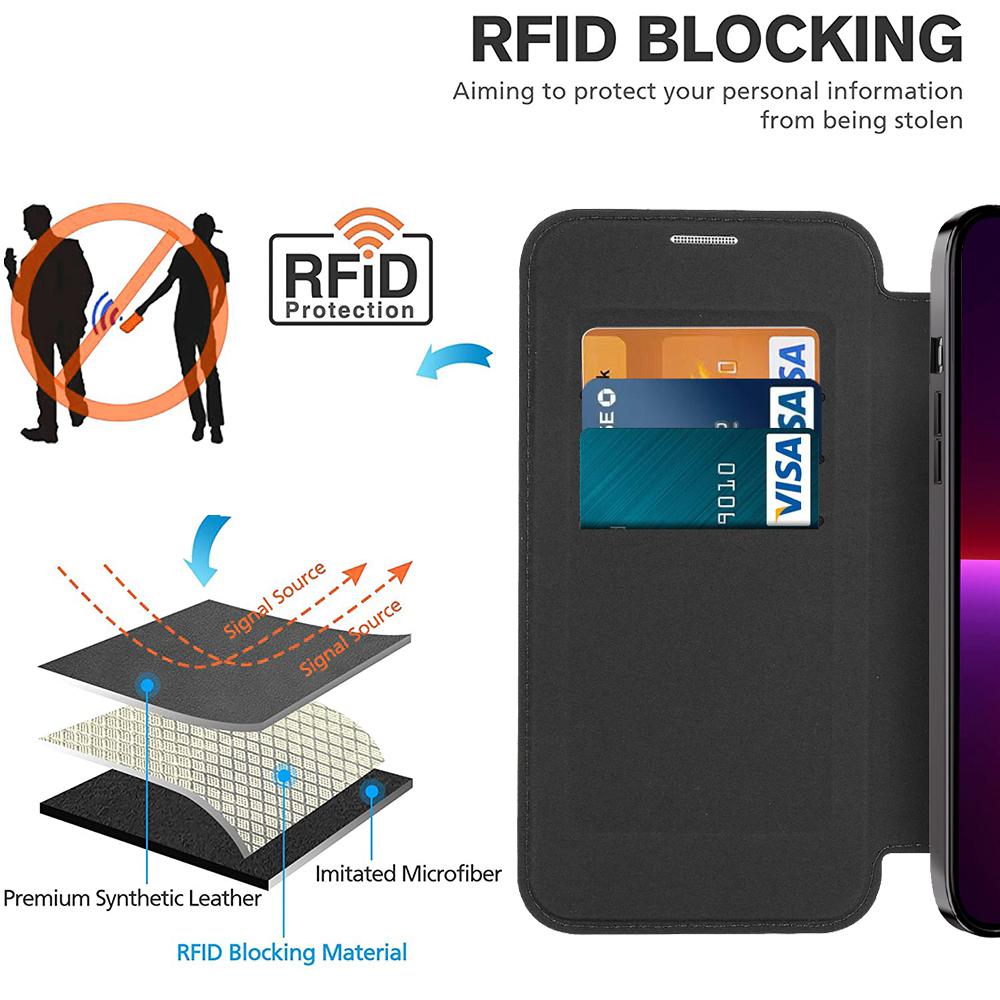 For iPhone 13 Pro 6.1 inch Compatible with MagSafe RFID Blocking Card Slots Shock-absorbing TPU Electroplating Clear Back Flip Case with Lens Film Purple
For iPhone 13 Pro 6.1 inch Compatible with MagSafe RFID Blocking Card Slots Shock-absorbing TPU Electroplating Clear Back Flip Case with Lens Film Purple