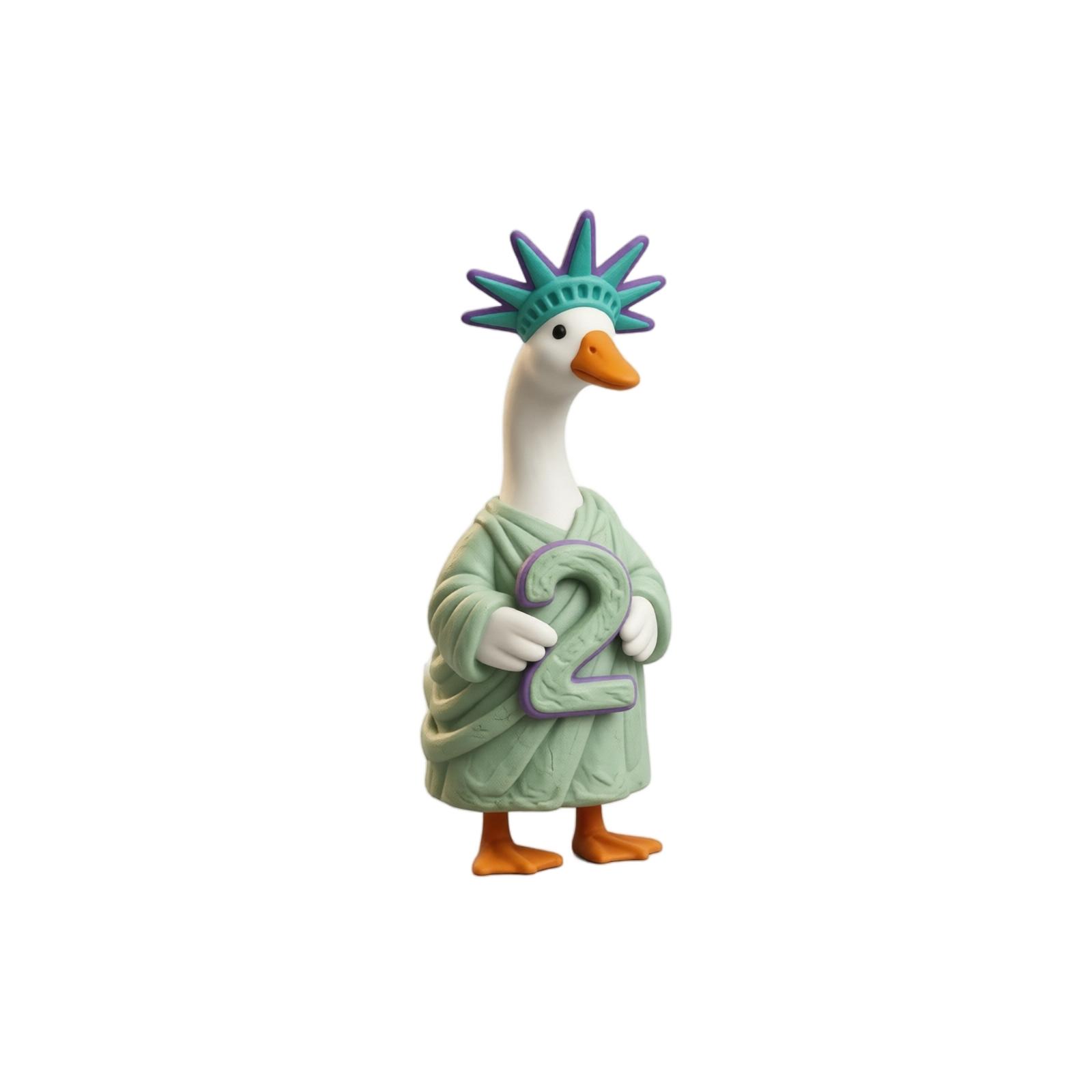 Plush Toy Goose Figure Wearing Statue of Liberty Style Crown and Robe Holding Number Two Figurine Soft Stuffed Animal Collectible One Size
Plush Toy Goose Figure Wearing Statue of Liberty Style Crown and Robe Holding Number Two Figurine Soft Stuffed Animal Collectible One Size