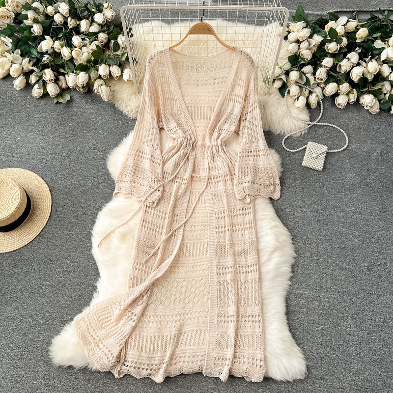 Gentle Korean Outerwear Thin Cape Cardigan Outwear Female Mid Length Long Length Cut Out Crocheted Knitting Vacation Sun Protection Clothing Apricot All yards
Gentle Korean Outerwear Thin Cape Cardigan Outwear Female Mid Length Long Length Cut Out Crocheted Knitting Vacation Sun Protection Clothing Apricot All yards