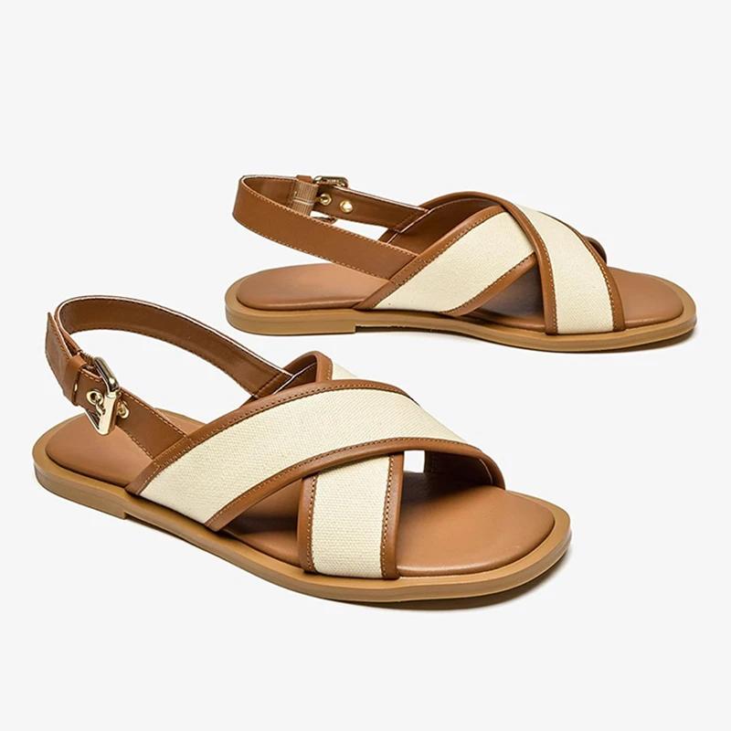 Fashion New Gladiator Sandals Women Leather Canvas Patchwork Cross Band Back Strap Summer Beach Ladies Casual Flat Shoes 35
Fashion New Gladiator Sandals Women Leather Canvas Patchwork Cross Band Back Strap Summer Beach Ladies Casual Flat Shoes 35