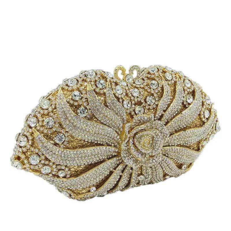 Boutique De FGG Elegant Women Gold Evening Bags and Clutches Formal Party Dinner Rose Flower Rhinestone Handbags and Purses Mini Size
Boutique De FGG Elegant Women Gold Evening Bags and Clutches Formal Party Dinner Rose Flower Rhinestone Handbags and Purses Mini Size