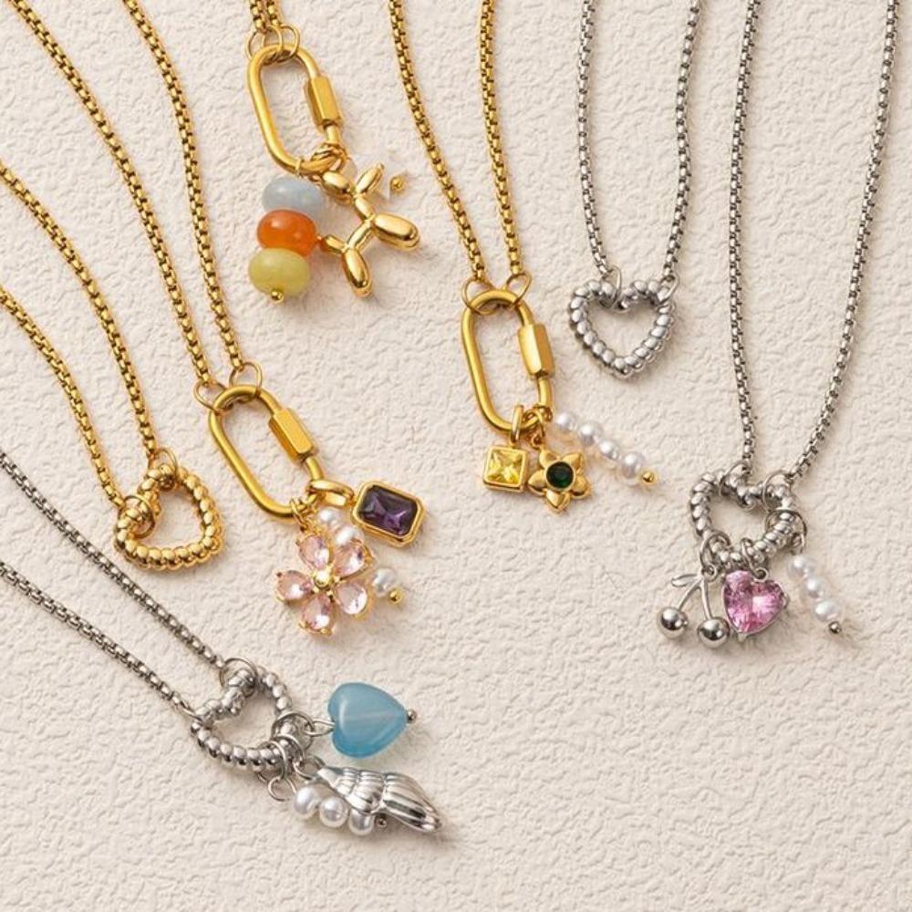 Stainless Steel Heart Beaded Necklace Light Luxury Flower Pendant Necklace Summer Style A
Stainless Steel Heart Beaded Necklace Light Luxury Flower Pendant Necklace Summer Style A