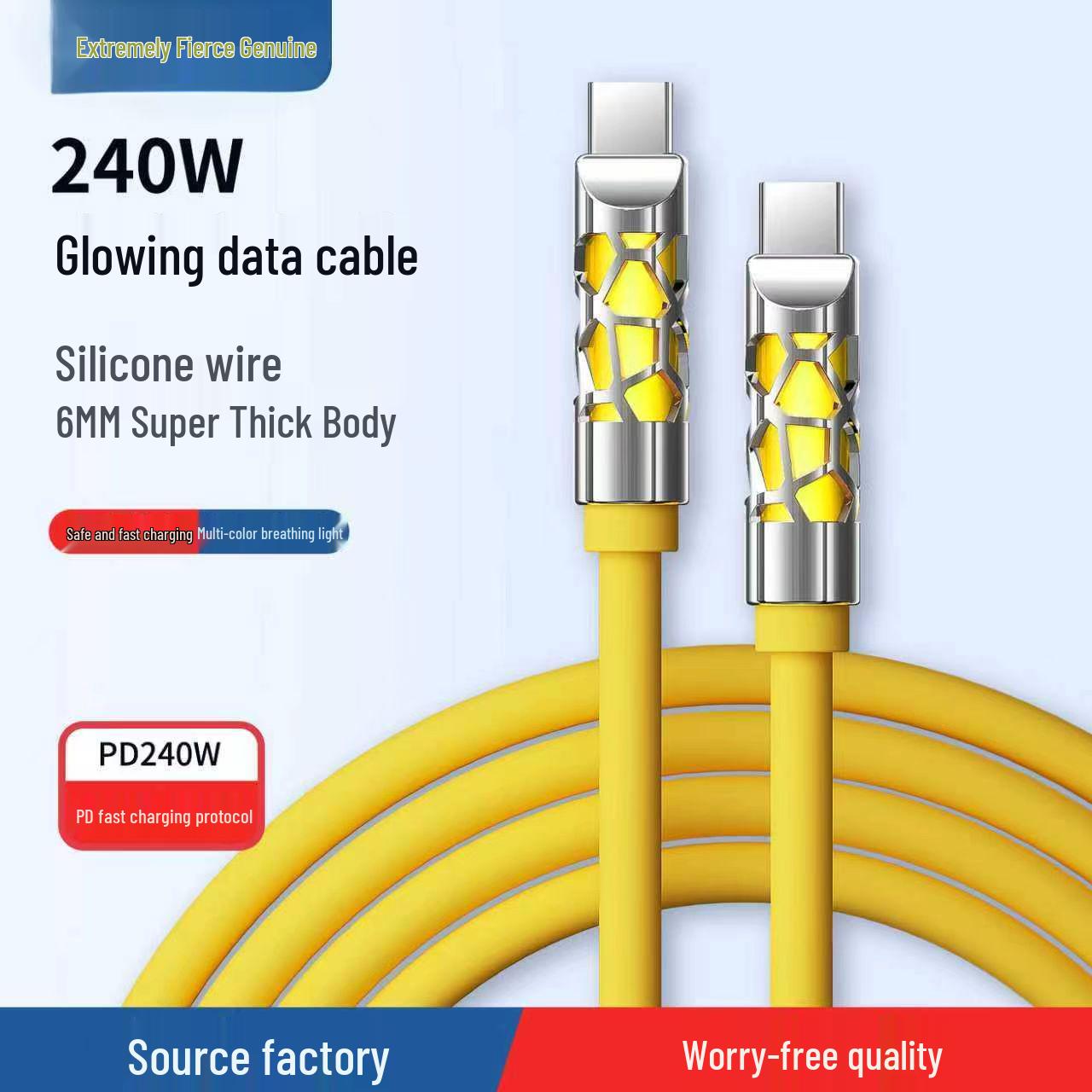 240W Fast Charging Silicone Cable with Colorful Light, Dual TYPE-C for Phones and Tablets Purple Water Cube
240W Fast Charging Silicone Cable with Colorful Light, Dual TYPE-C for Phones and Tablets Purple Water Cube