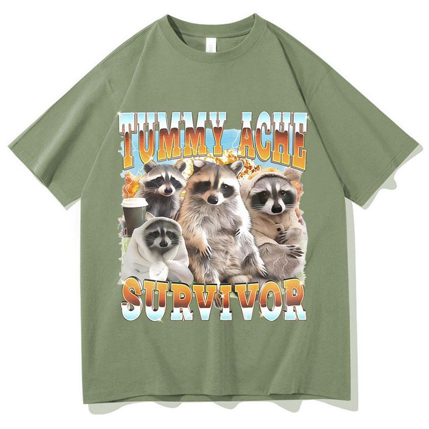 Funny Tummy Ache Survivor Raccoon Meme Tee Shirt Unisexs Women Loose O-Neck T-Shirts Fashion 90s High Quality Teenagers Cotton Tees 4XL
Funny Tummy Ache Survivor Raccoon Meme Tee Shirt Unisexs Women Loose O-Neck T-Shirts Fashion 90s High Quality Teenagers Cotton Tees 4XL