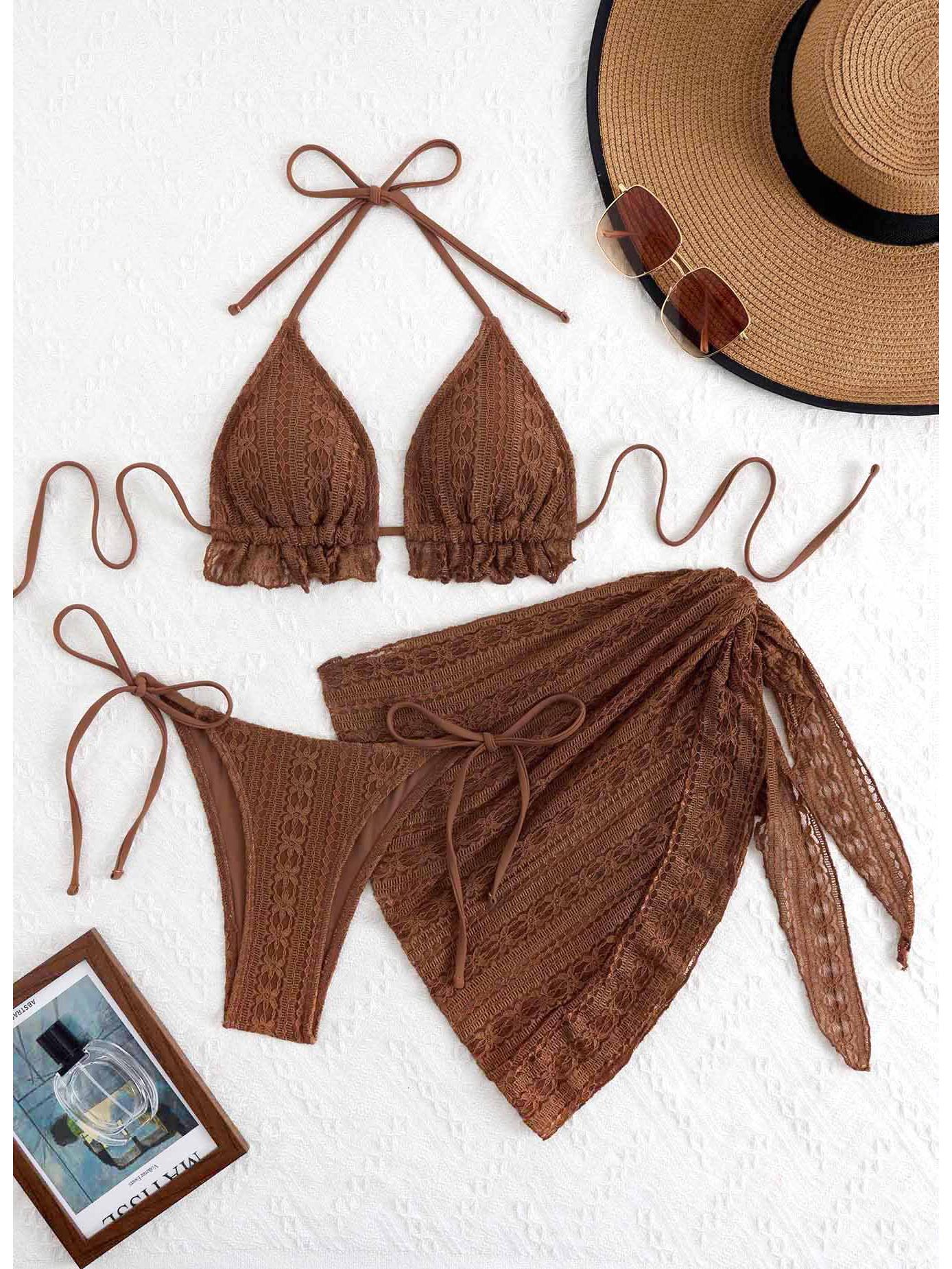 Европейский и американский сексуальный трехпредметный комплект бикини с юбкой из марли и халтером - Купальник однотонного цвета Medium коричневый
Европейский и американский сексуальный трехпредметный комплект бикини с юбкой из марли и халтером - Купальник однотонного цвета Medium коричневый