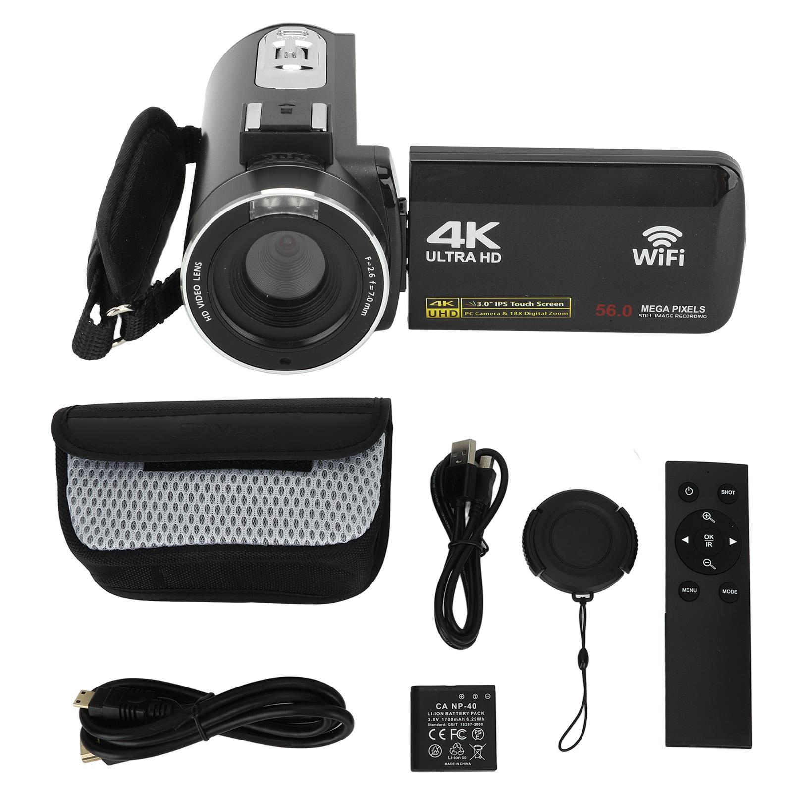 4K 56MP Video Camera 3 Inch Rotatable Touch Screen 18X Zoom WiFi Digital Camera with Remote Control
4K 56MP Video Camera 3 Inch Rotatable Touch Screen 18X Zoom WiFi Digital Camera with Remote Control