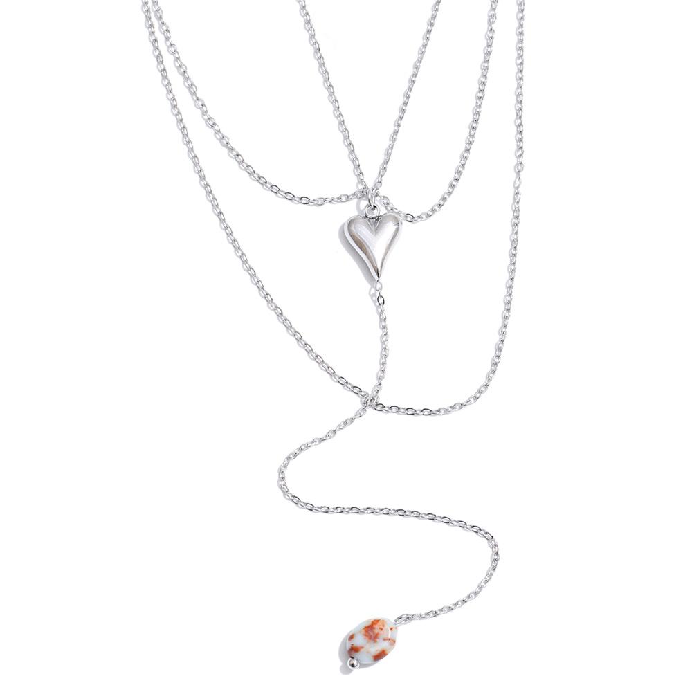 Yhpup Temperament Fairy Stainless Steel Layered Thin Chain Heart Natural Stone Drop Necklace Exclusive Charm Jewelry for Women
Yhpup Temperament Fairy Stainless Steel Layered Thin Chain Heart Natural Stone Drop Necklace Exclusive Charm Jewelry for Women