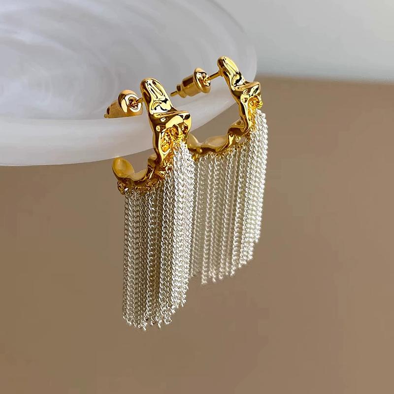 New Fold Metal Chain Tassel Dangle Earrings for Women C Shape Luxury Elegent Earrings Vintage Zircon Gifts
New Fold Metal Chain Tassel Dangle Earrings for Women C Shape Luxury Elegent Earrings Vintage Zircon Gifts
