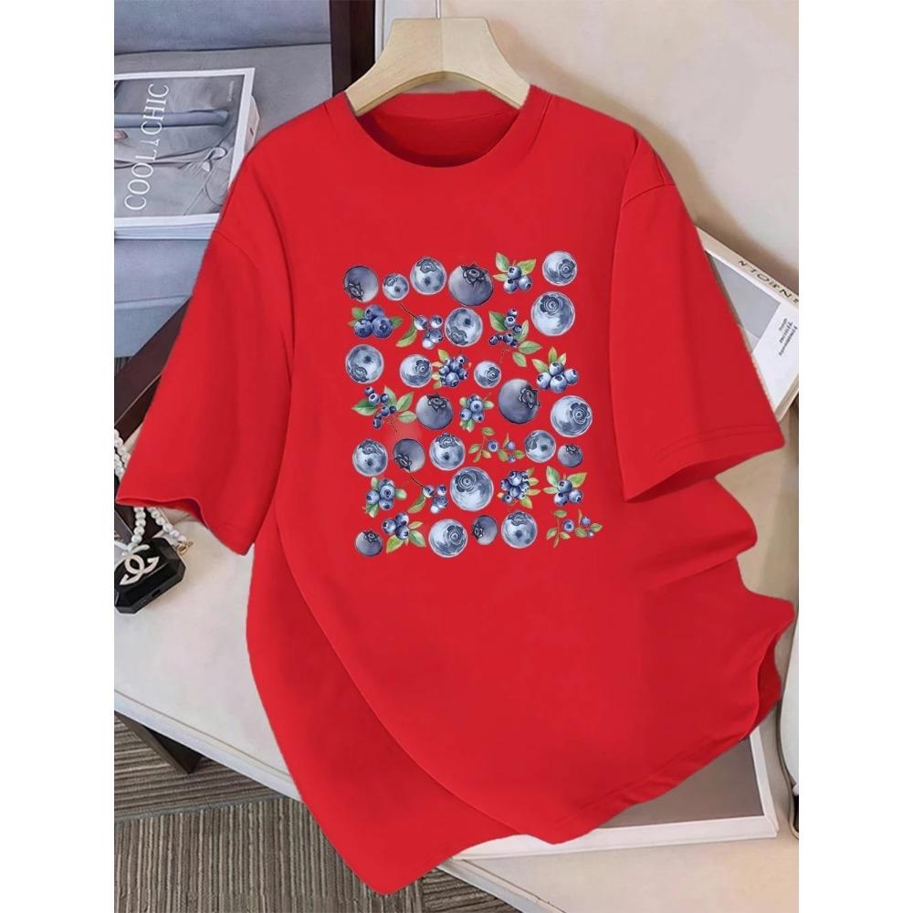 Summer T-Shirts Womens Fresh Blueberry Fruits Printing Tops Soft Loose O-Neck Tee Shirt Holiday Womans Clothes 3XL
Summer T-Shirts Womens Fresh Blueberry Fruits Printing Tops Soft Loose O-Neck Tee Shirt Holiday Womans Clothes 3XL