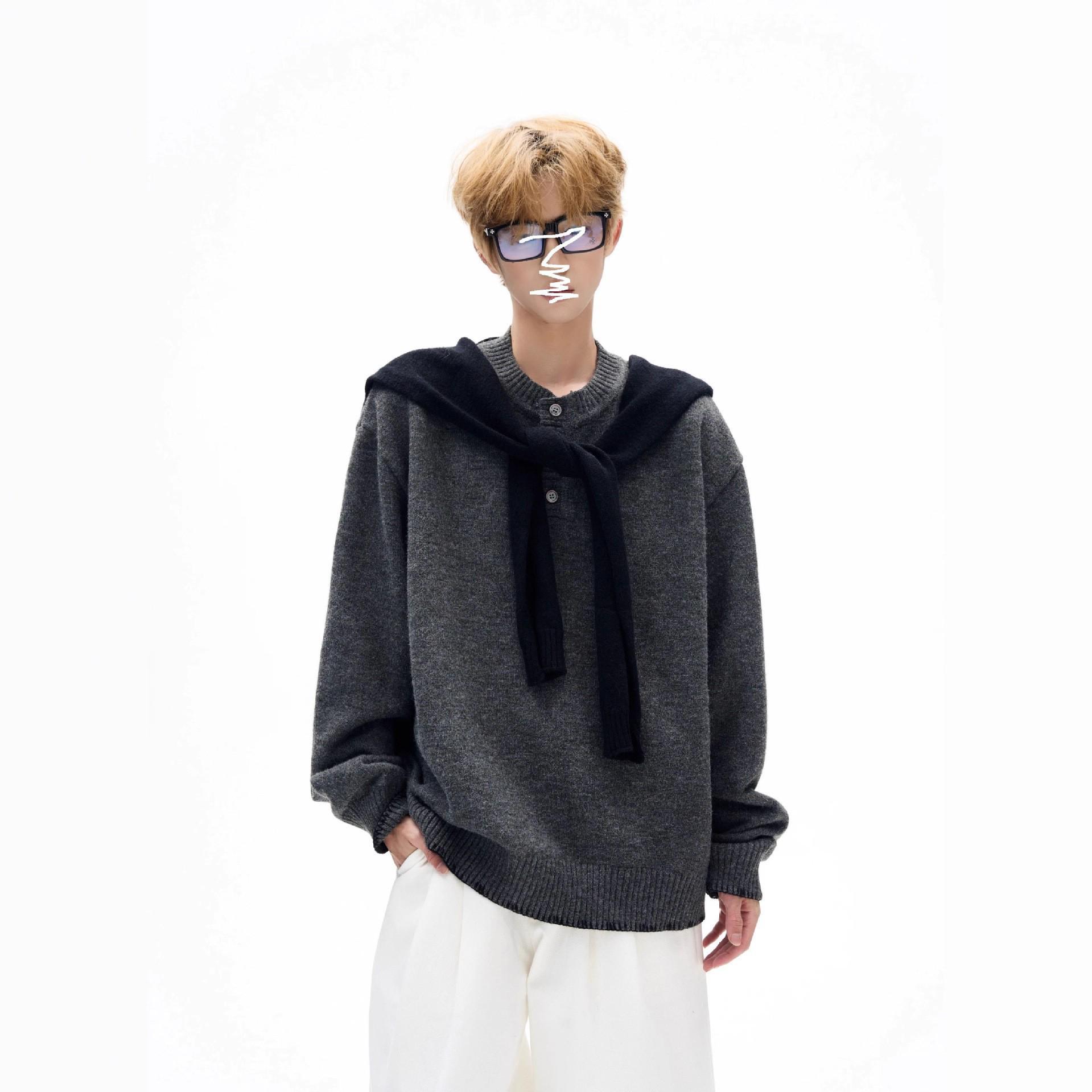 Unisex Autumn/Winter Korean-Style Henley Knit Sweater with Faux Two-Piece and High-End Shawl Design Double Extra Large сірий колір
Unisex Autumn/Winter Korean-Style Henley Knit Sweater with Faux Two-Piece and High-End Shawl Design Double Extra Large сірий колір