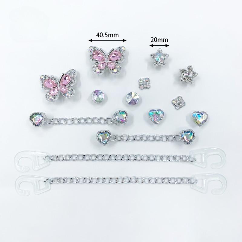 14PCS Fashion Shoe Charms Set Accessories Hole Shoe Buckle Transparent Colored Diamond Bow Chain DIY 3D Shoes Decorations
14PCS Fashion Shoe Charms Set Accessories Hole Shoe Buckle Transparent Colored Diamond Bow Chain DIY 3D Shoes Decorations