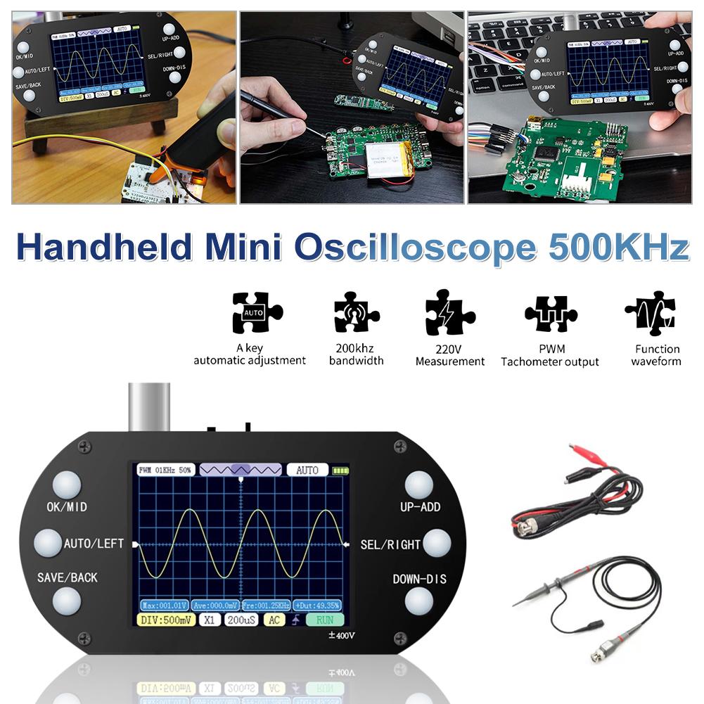 Handheld Oscilloscope 500KHz Bandwidth 2.5MHz Sample Rate Sinewave Square Wave Half Wave Sink Pulse Wave Oscilloscope Car Repair
Handheld Oscilloscope 500KHz Bandwidth 2.5MHz Sample Rate Sinewave Square Wave Half Wave Sink Pulse Wave Oscilloscope Car Repair