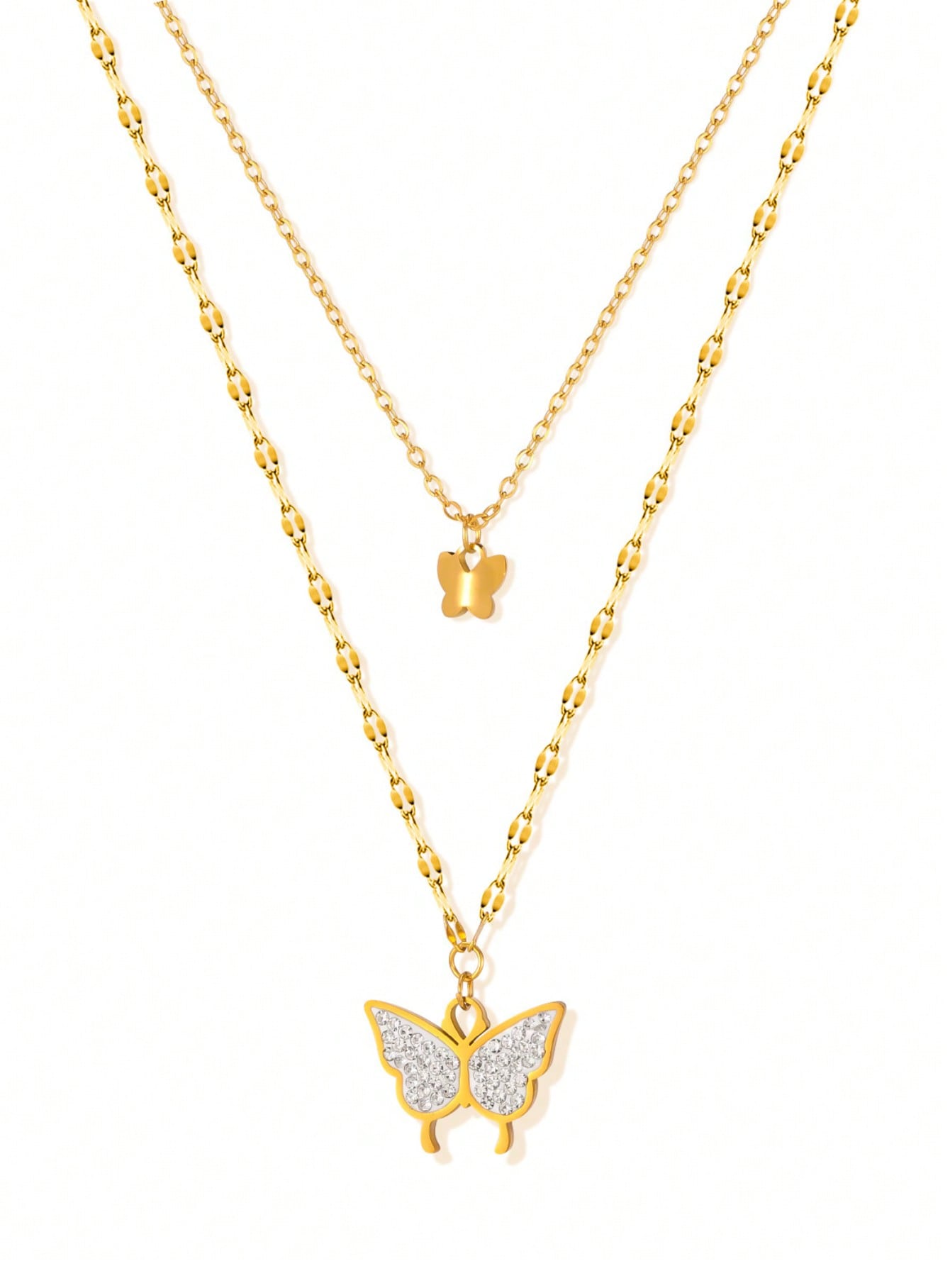 1 шт. Корейское ожерелье из нержавеющей стали с бабочкой и стразами, многослойное, подходит для повседневной носки
1 шт. Корейское ожерелье из нержавеющей стали с бабочкой и стразами, многослойное, подходит для повседневной носки