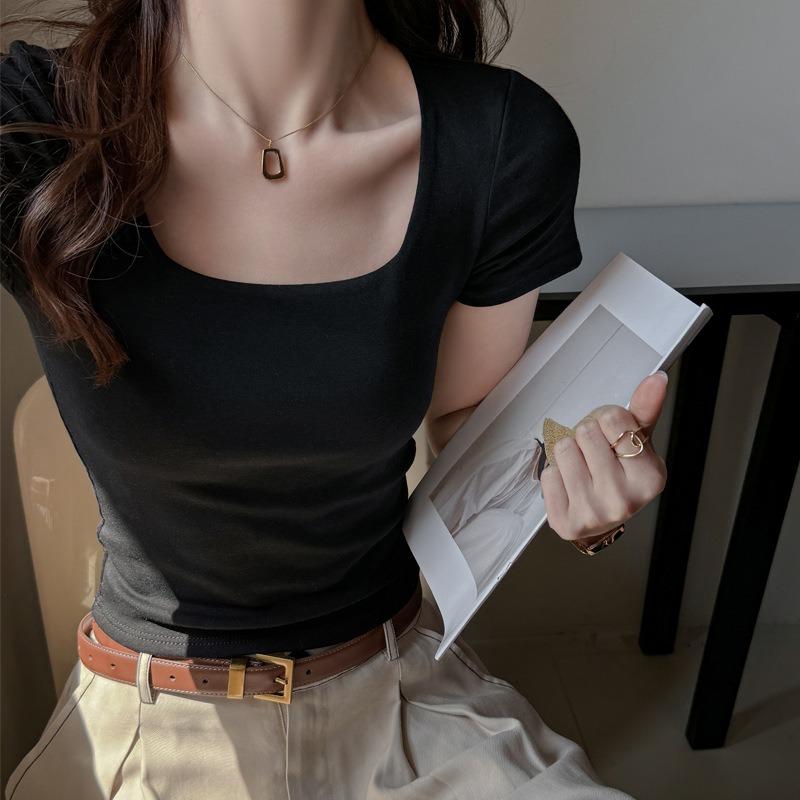 Korean Pure Cotton Square Collar Inner Bottoming Shirt Right Shoulder Short-sleeved Women s Hot Girl Fashion High-end Slim-fitting Top S чёрный
Korean Pure Cotton Square Collar Inner Bottoming Shirt Right Shoulder Short-sleeved Women s Hot Girl Fashion High-end Slim-fitting Top S чёрный