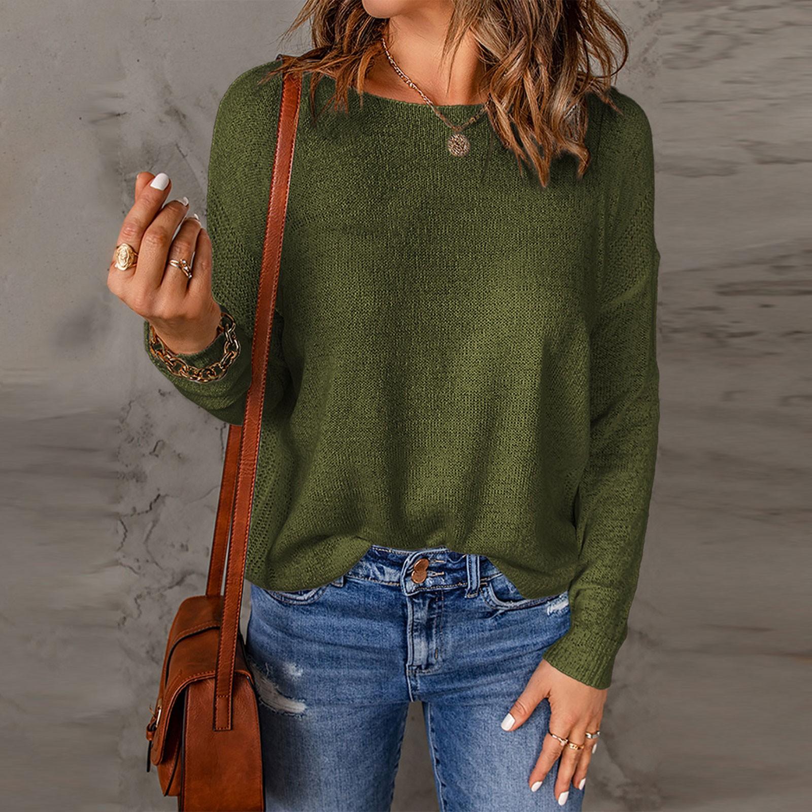 Женский однотонный свитер с длинным рукавом с круглым вырезом и заниженными плечами, трикотажные рубашки, топы S зелёный
Женский однотонный свитер с длинным рукавом с круглым вырезом и заниженными плечами, трикотажные рубашки, топы S зелёный