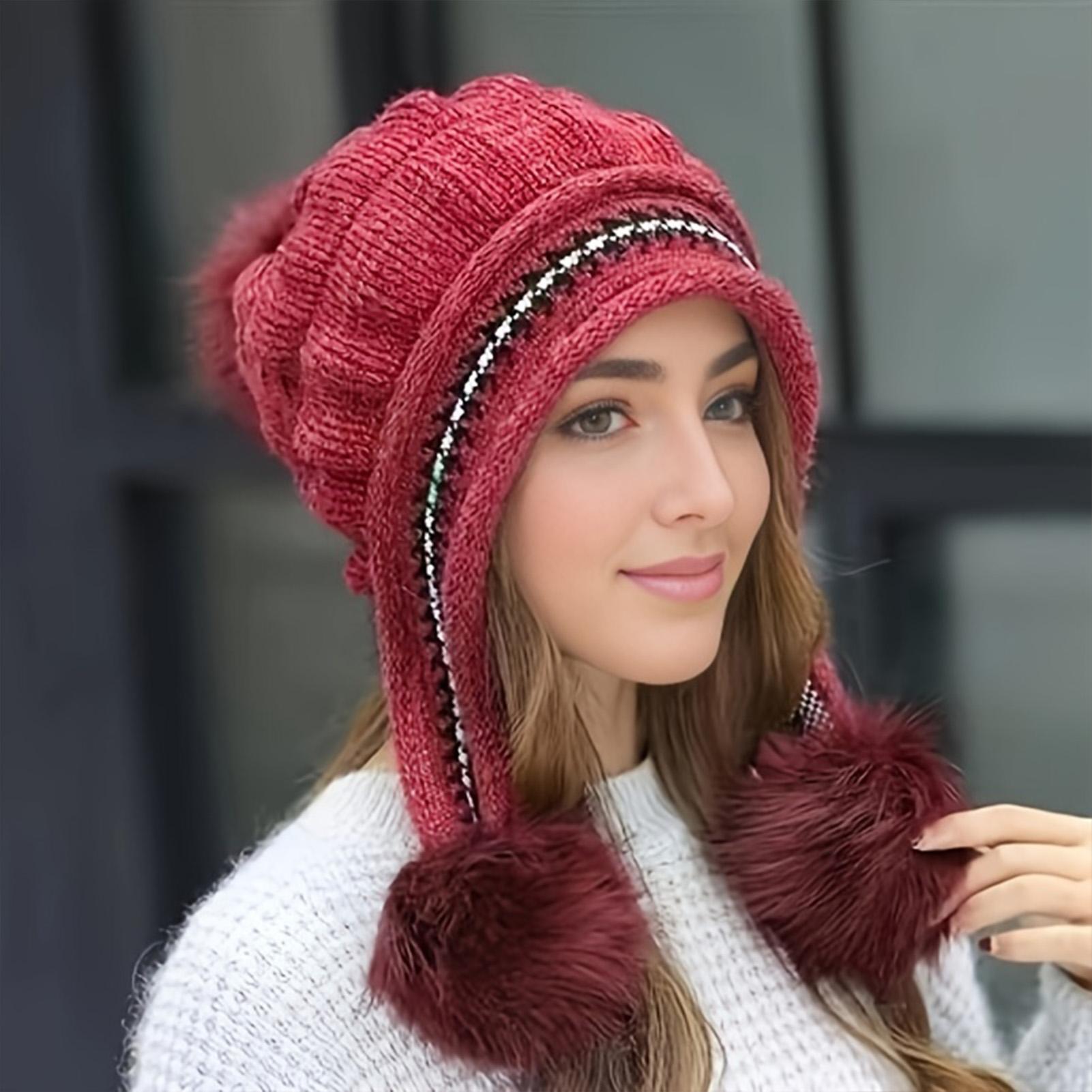 Winter Knitted Beanie For Women With Fleece Liner Warm Ear Flap Hat Stretchy Round Top Windproof for Cold Weather червоний
Winter Knitted Beanie For Women With Fleece Liner Warm Ear Flap Hat Stretchy Round Top Windproof for Cold Weather червоний
