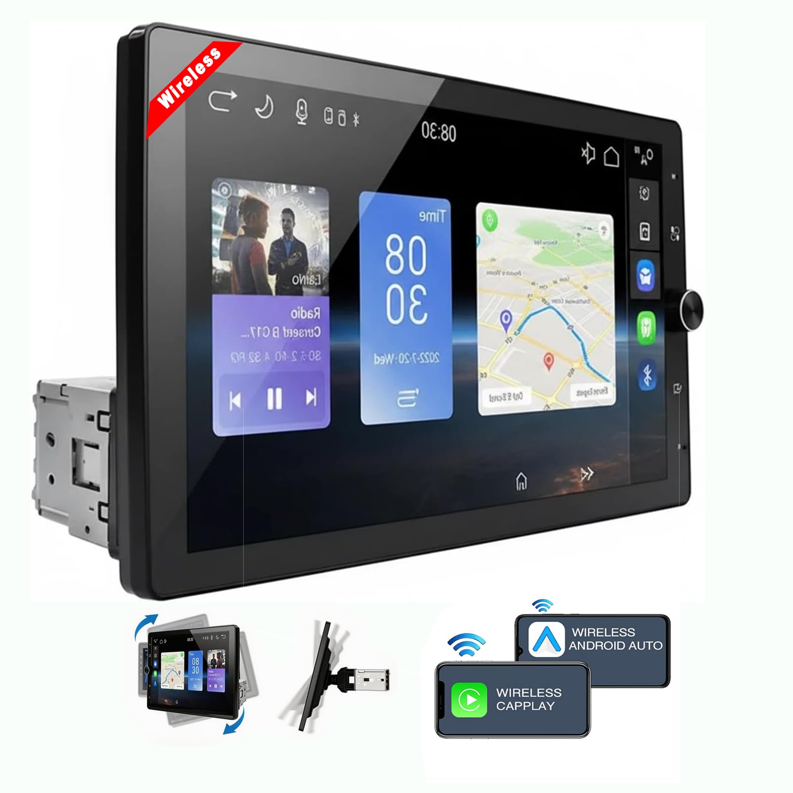 Display Audio Car Navigation System with Rotating Android Auto Wire Harness Adapter 1280P HD Touchscreen Car USB Mirror Bluetooth X-Star Single-DIN
Display Audio Car Navigation System with Rotating Android Auto Wire Harness Adapter 1280P HD Touchscreen Car USB Mirror Bluetooth X-Star Single-DIN