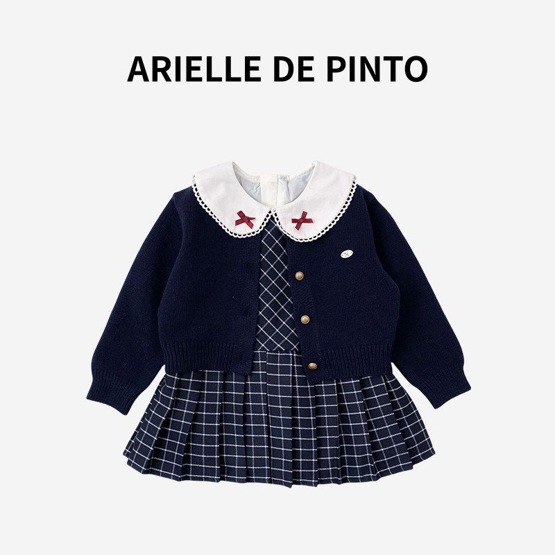 French Arielle De Pinto Girls Outfit, New Spring and Autumn Fashionable Stylish Plaid Skirt Princess Dress Set Navy Blue Two-Piece Set 110
French Arielle De Pinto Girls Outfit, New Spring and Autumn Fashionable Stylish Plaid Skirt Princess Dress Set Navy Blue Two-Piece Set 110