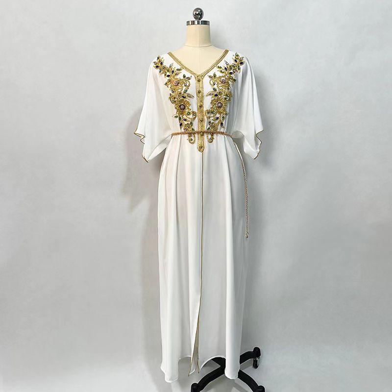 New Gold Lace Heavy Industry Embroidery Hand Sewing Drill Dress Hand Stitched Diamond Dress White XL
New Gold Lace Heavy Industry Embroidery Hand Sewing Drill Dress Hand Stitched Diamond Dress White XL