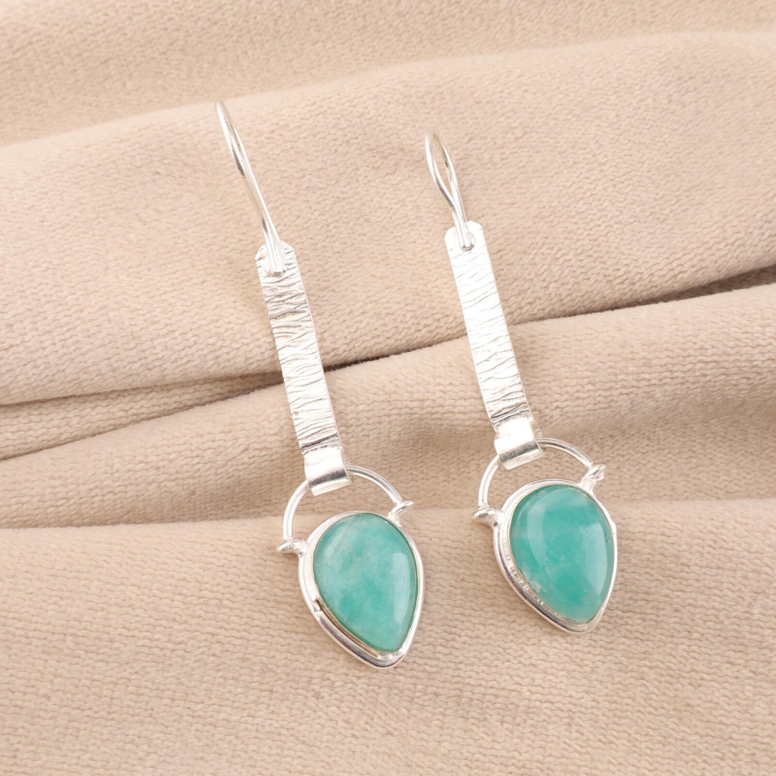 Amazonite Gemstone 925 Sterling Silver Handmade Earrings 2.3 Anniversary Gift EE-166-23
Amazonite Gemstone 925 Sterling Silver Handmade Earrings 2.3 Anniversary Gift EE-166-23