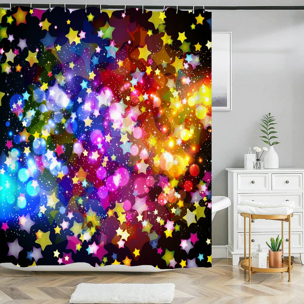 Colorful Rainbow Stripes Printed Shower Curtain Sparkling Diamond Bathroom Curtain With Hook Waterproof Polyester Bath Screen W60H190(CM)-1 Pcs
Colorful Rainbow Stripes Printed Shower Curtain Sparkling Diamond Bathroom Curtain With Hook Waterproof Polyester Bath Screen W60H190(CM)-1 Pcs