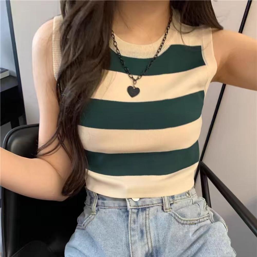 Acrylic Fiber Contrasting Striped Knit Vest Knitted Sleeveless Waistcoat Knitted Waistcoat Women світло-синій колір
Acrylic Fiber Contrasting Striped Knit Vest Knitted Sleeveless Waistcoat Knitted Waistcoat Women світло-синій колір