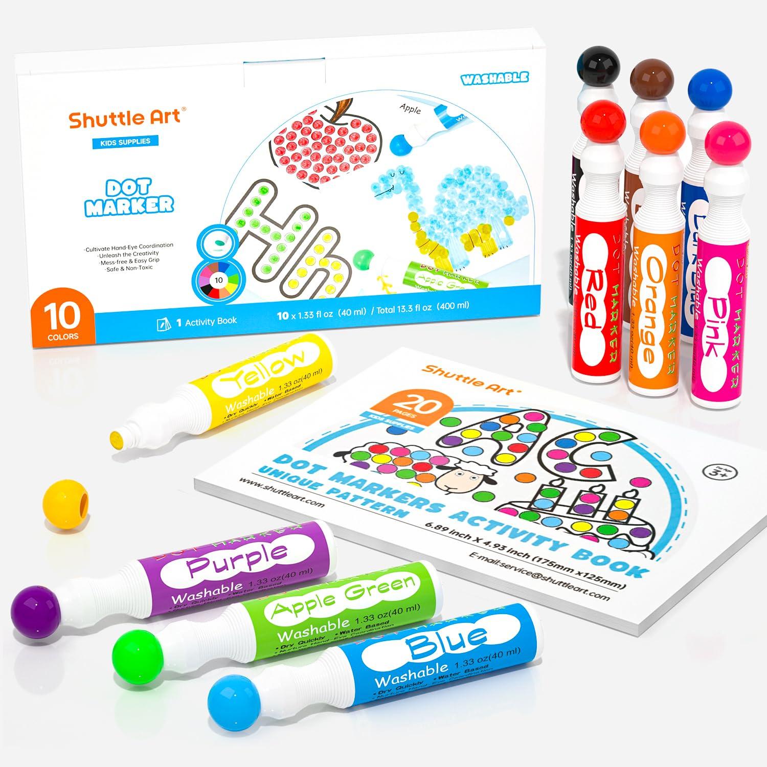 Shuttle Art Набор точечных маркеров из 10 штук для детей Ручки, Цвета, 40 мл, На водной основе, Смываемые,
Shuttle Art Набор точечных маркеров из 10 штук для детей Ручки, Цвета, 40 мл, На водной основе, Смываемые,