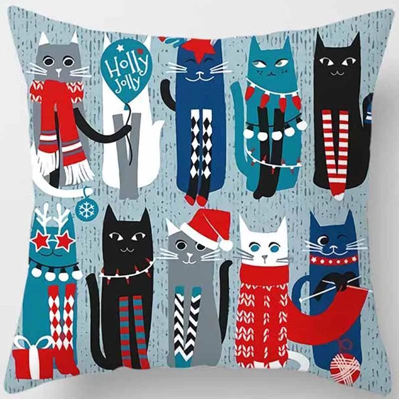 Офис Гостиная Дом Наволочка Кошка и Книжная Полка Печатная Наволочка Украшения Машины 40x40cm