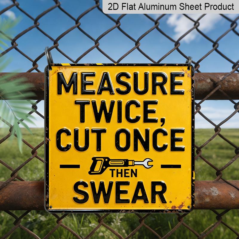 2D Flat - 1pc, Vintage Metal Aluminum Sign, Outdoor Plaque & Wall Decoration, Measure Twice and Cut Once Then Curse Sign, Workshop Wall Art, Garage 20*20cm
2D Flat - 1pc, Vintage Metal Aluminum Sign, Outdoor Plaque & Wall Decoration, Measure Twice and Cut Once Then Curse Sign, Workshop Wall Art, Garage 20*20cm