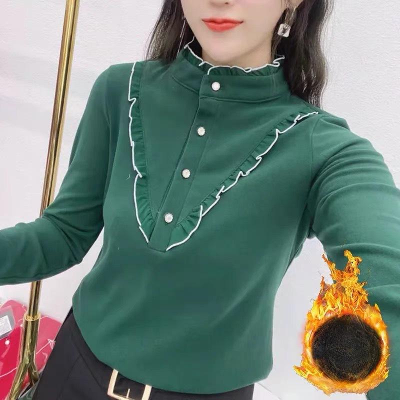 Женский бархатный утолщенный и сетчатый утолщенный осенне-зимний, женский с черными ушками, футболка с воротником-стойкой на пуговицах, однотонная с длинным рукавом 5XL
Женский бархатный утолщенный и сетчатый утолщенный осенне-зимний, женский с черными ушками, футболка с воротником-стойкой на пуговицах, однотонная с длинным рукавом 5XL