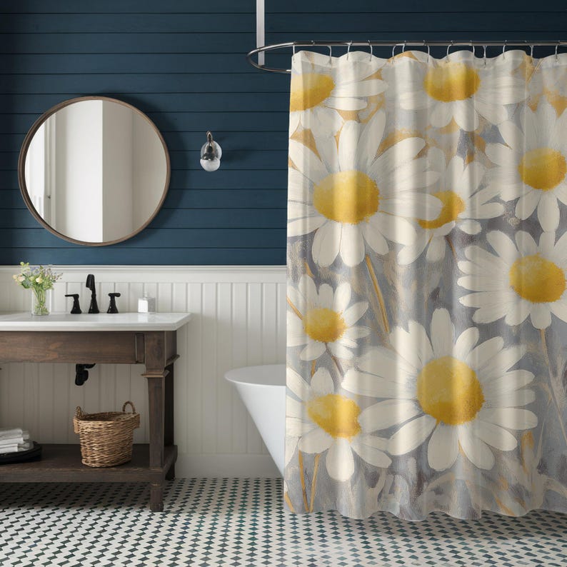 Daisies Watercolor Shower Curtain - Yellow & White Wildflower Design, Cottagecore Bathroom Decor W60H190(CM)-1 Pcs
Daisies Watercolor Shower Curtain - Yellow & White Wildflower Design, Cottagecore Bathroom Decor W60H190(CM)-1 Pcs