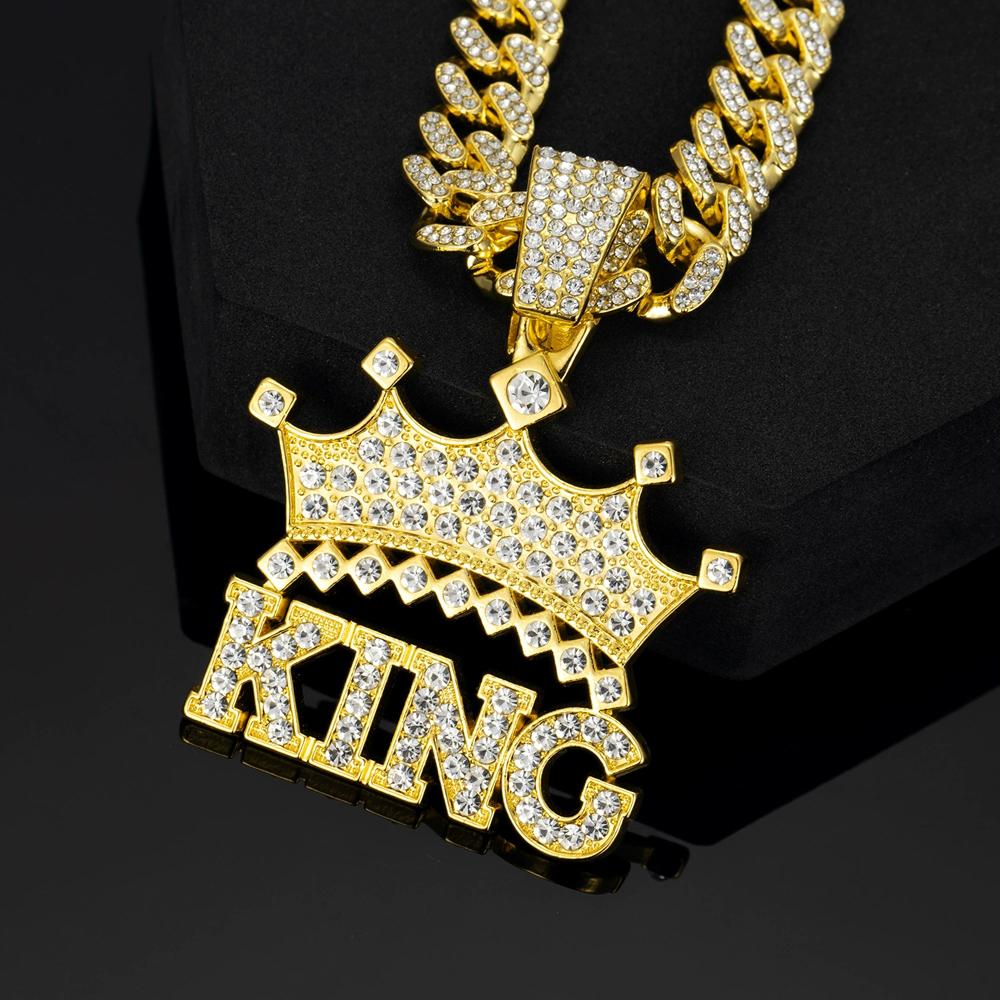 Men Hip Hop Crown with King Pendant Necklace with 13mm Crystal Cuban Chain HipHop Iced Out Bling Necklaces Fashion Charm Jewelry
Men Hip Hop Crown with King Pendant Necklace with 13mm Crystal Cuban Chain HipHop Iced Out Bling Necklaces Fashion Charm Jewelry