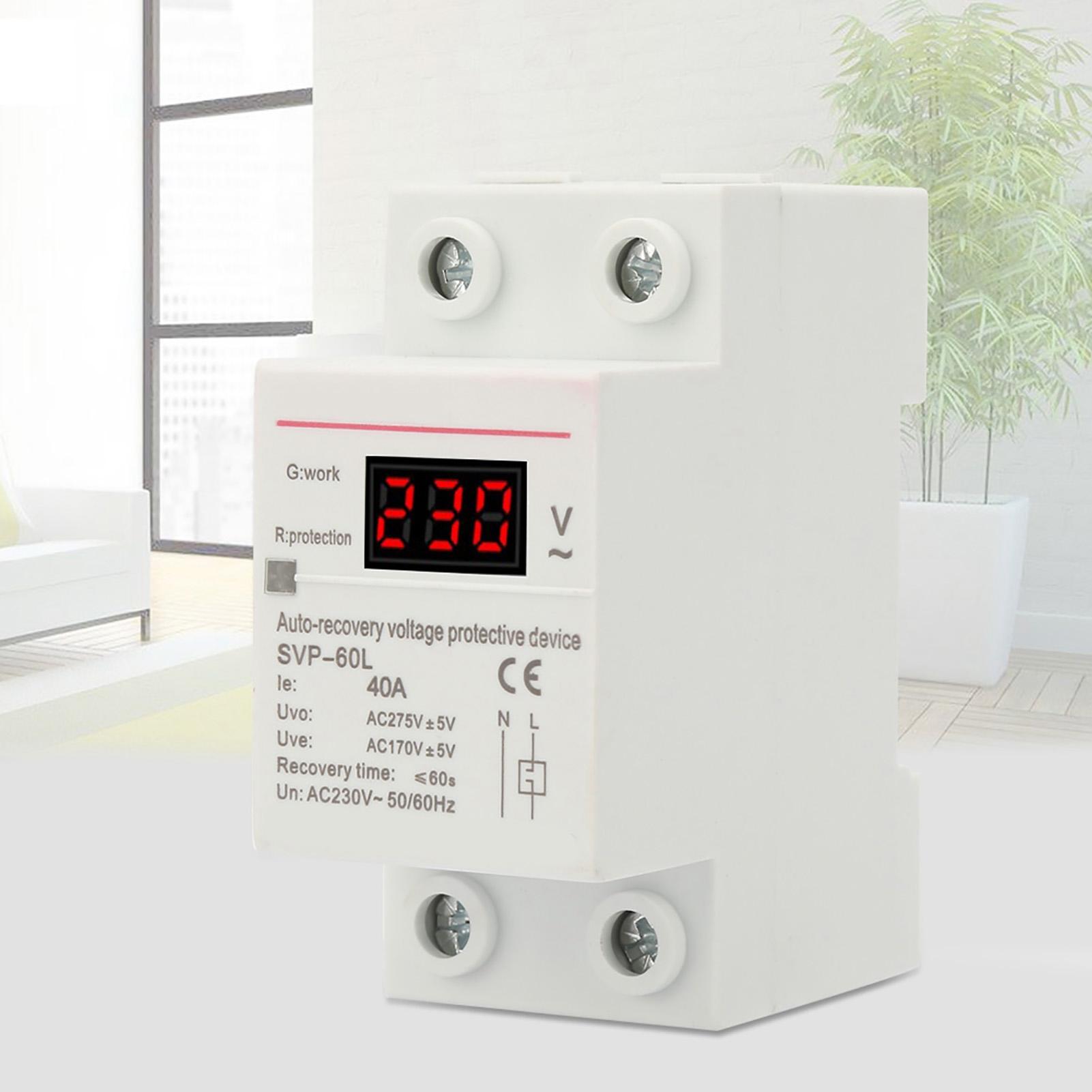 230V 40A Automatic Recovery Overvoltage&Undervoltage Protection Device DIN Rail Mount Protector
230V 40A Automatic Recovery Overvoltage&Undervoltage Protection Device DIN Rail Mount Protector