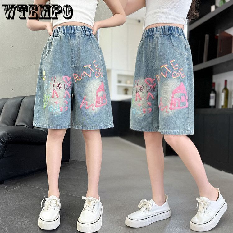 Girls Casual Pants with Letter Print Summer Thin Denim Shorts Versatile Shorts Jeans 160
Girls Casual Pants with Letter Print Summer Thin Denim Shorts Versatile Shorts Jeans 160