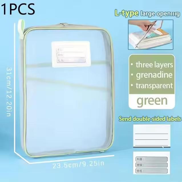 1pc A4 Zipper Folders-3-layer Thick Mesh and Transparent Nylon File Organizer with Sticker Handle, with Durable Zipper Closure зелений
1pc A4 Zipper Folders-3-layer Thick Mesh and Transparent Nylon File Organizer with Sticker Handle, with Durable Zipper Closure зелений