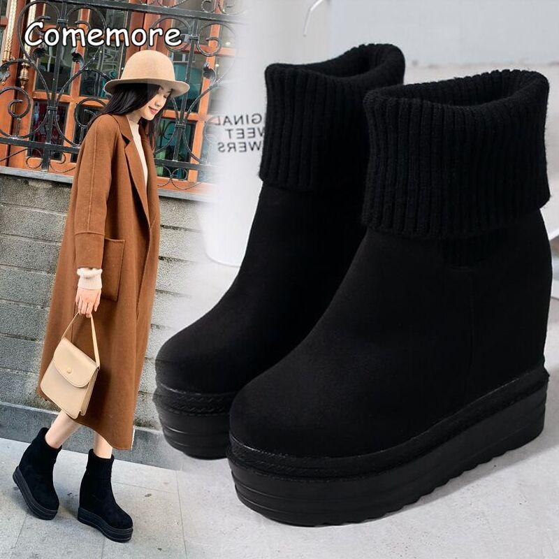 Winter Fashion Platform Black Boots Wedges Women s Botas Height Increasing Ankle Boots Knit Collar Chunky Heel Shoes for Women 39
Winter Fashion Platform Black Boots Wedges Women s Botas Height Increasing Ankle Boots Knit Collar Chunky Heel Shoes for Women 39