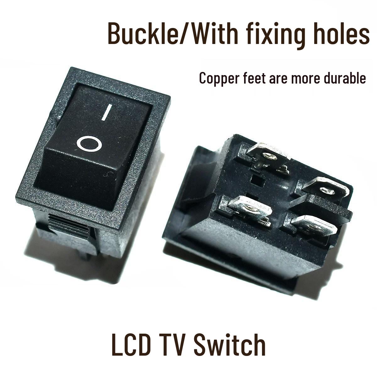 RS601D Skyworth LCD TV Power Rocker Switch with Mounting Hole and Four Pins.
RS601D Skyworth LCD TV Power Rocker Switch with Mounting Hole and Four Pins.