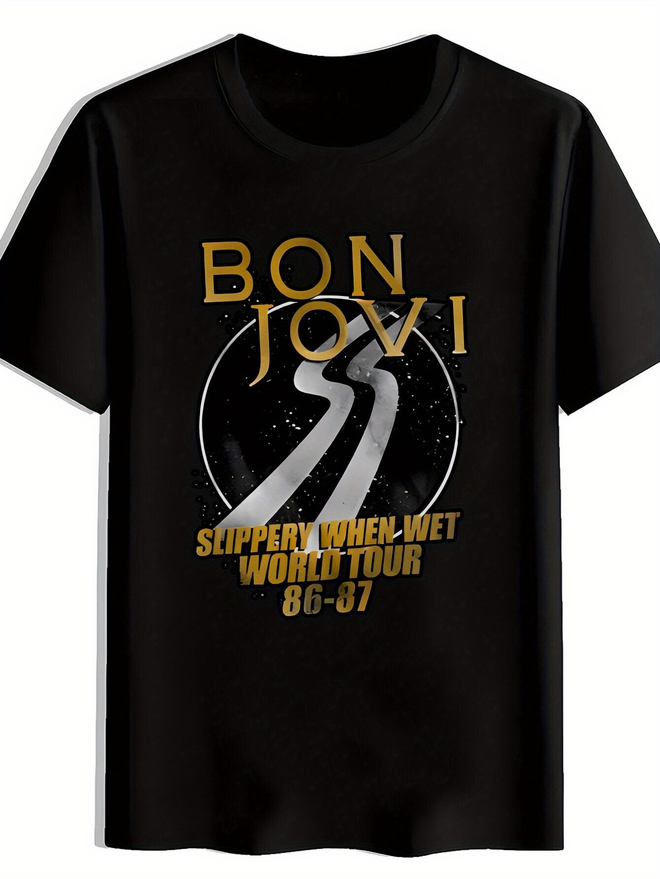 Black Bon Jovi Slippery When Wet Tour 86-87 Graphic T-shirt - Casual Crew Neck XL
Black Bon Jovi Slippery When Wet Tour 86-87 Graphic T-shirt - Casual Crew Neck XL