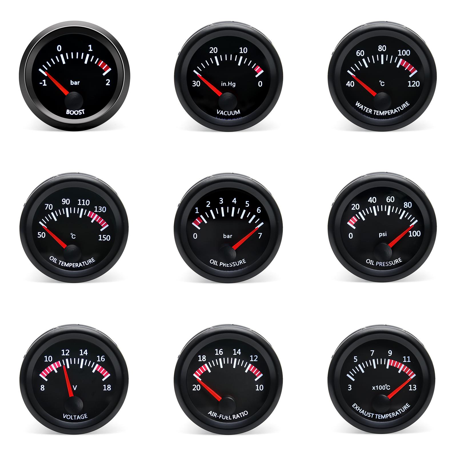 52mm Water Temp/Oil Temp/Voltmeter/Oil Press BAR PSI /Vacuum/Boost Gauge/Air Fuel Ratio/EGT Gauge With Sensor Fit for 12V Car
52mm Water Temp/Oil Temp/Voltmeter/Oil Press BAR PSI /Vacuum/Boost Gauge/Air Fuel Ratio/EGT Gauge With Sensor Fit for 12V Car