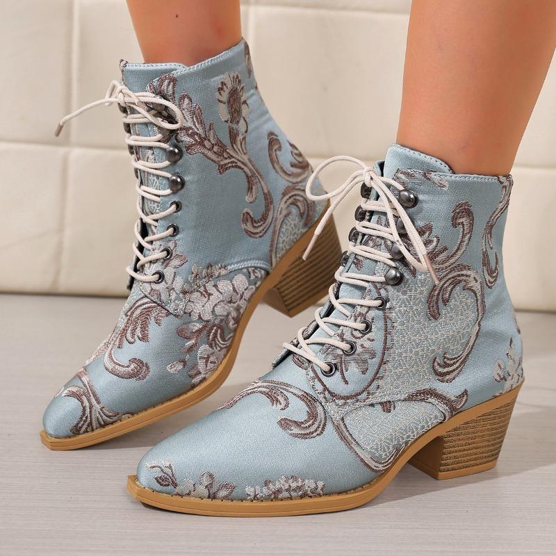 Embroidered Block Heel Fashion Pointed Toe Lace-Up Cloth Soft Sole Anti-Slip Wear-Resistant Booties 43 світло-синій колір
Embroidered Block Heel Fashion Pointed Toe Lace-Up Cloth Soft Sole Anti-Slip Wear-Resistant Booties 43 світло-синій колір