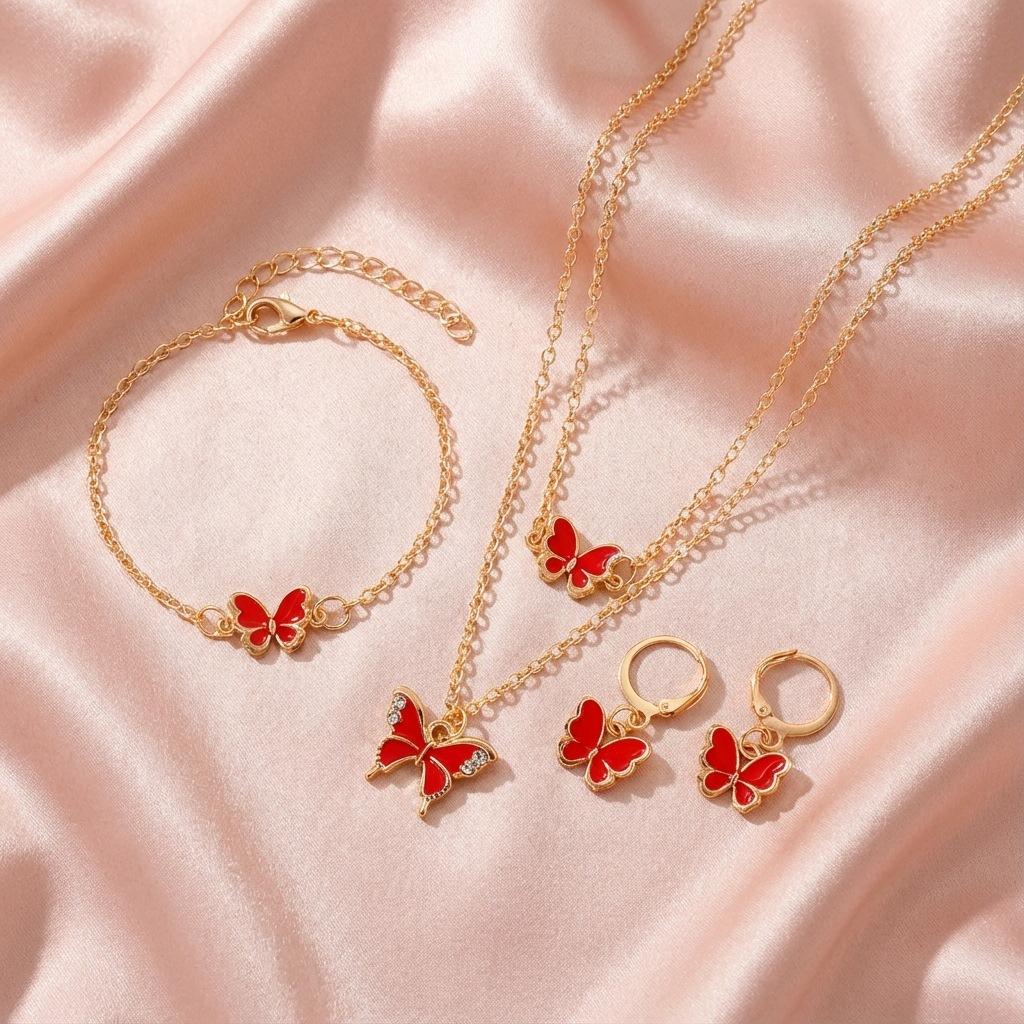 Exquisite and Luxurious Butterfly Pendant Necklace and Bracelet Set, Unique High-End Oil-Drip Earrings 4
Exquisite and Luxurious Butterfly Pendant Necklace and Bracelet Set, Unique High-End Oil-Drip Earrings 4
